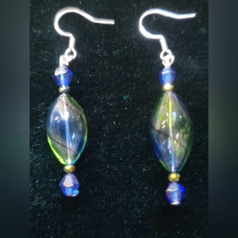 Hand Made Glass Dangle Earrings
